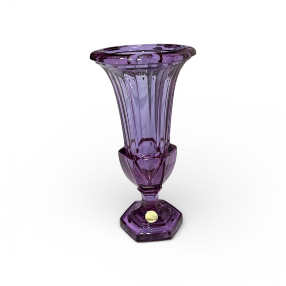 1930's Moser Glass Neodymium Alexandrite Crystal Art Deco Trumpet Vase - Picture 15 of 17